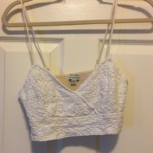 American Eagle white cream lace crop top bralette
